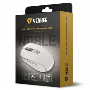 Yenkee vezeték nélküli (Bluetooth 5.2 és 2.4GHz) egér fehér (YMS 2085WE)